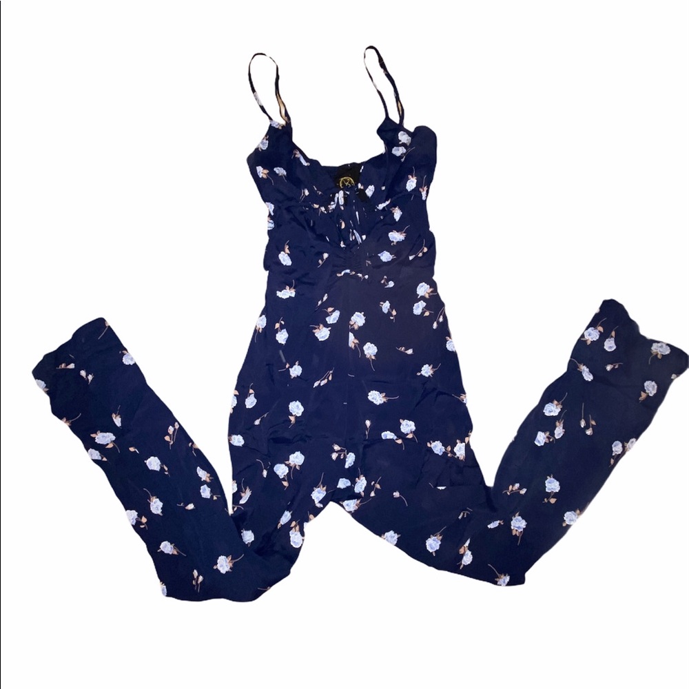 BLUE LIFE navy jumpsuit with flowers